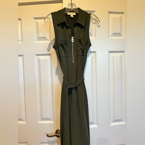 Michael Kors dress, sleeveless, side slit on both sides. Dark olive color